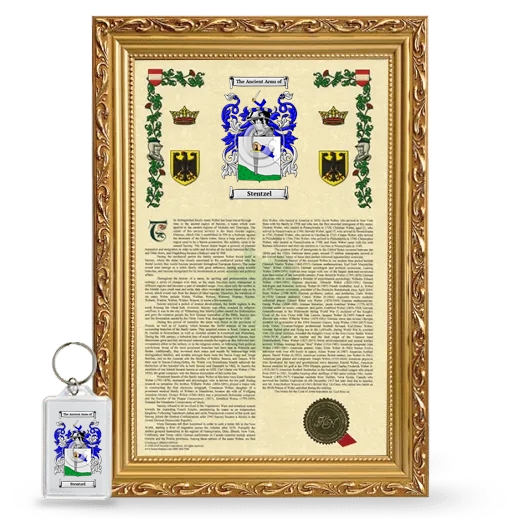 Stentzel Framed Armorial History and Keychain - Gold