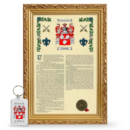 St'jermain Framed Armorial History and Keychain - Gold