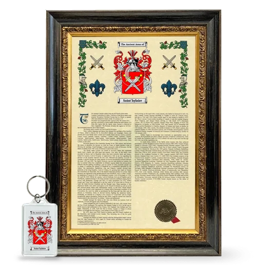 Saint'hylaire Framed Armorial History and Keychain - Heirloom