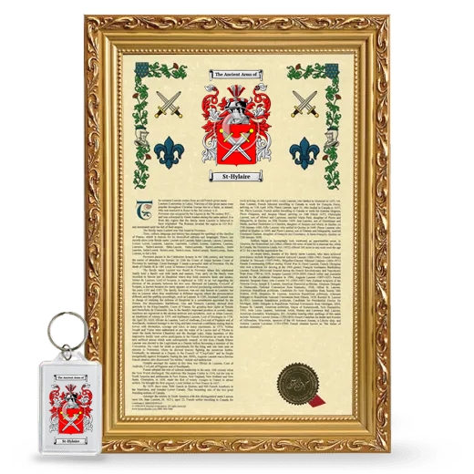 St-Hylaire Framed Armorial History and Keychain - Gold
