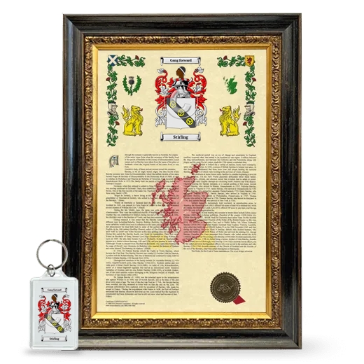 Stirling Framed Armorial History and Keychain - Heirloom