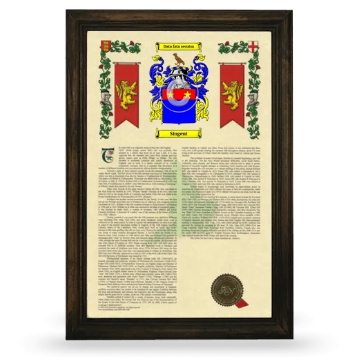 Singent Armorial History Framed - Brown