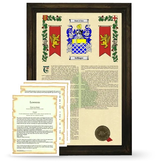 Sellinger Framed Armorial History and Symbolism - Brown