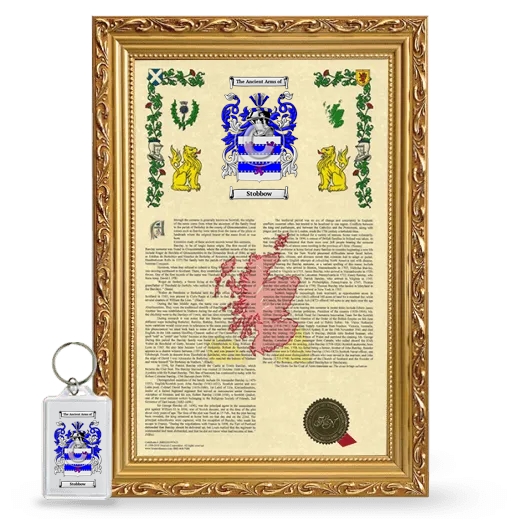 Stobbow Framed Armorial History and Keychain - Gold