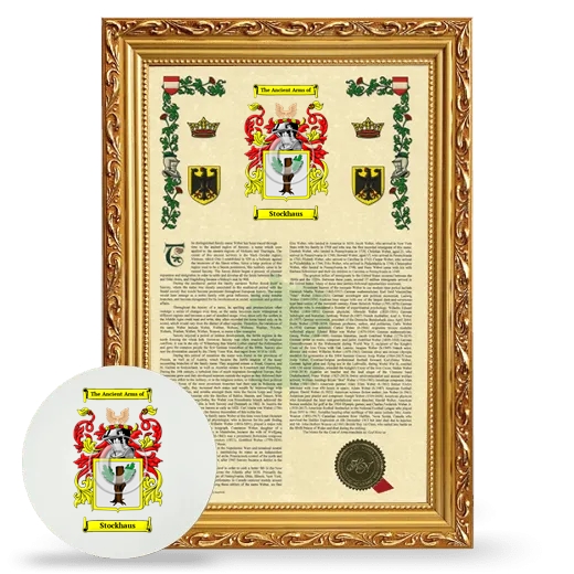 Stockhaus Framed Armorial History and Mouse Pad - Gold