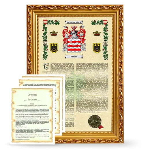 Strom Framed Armorial History and Symbolism - Gold