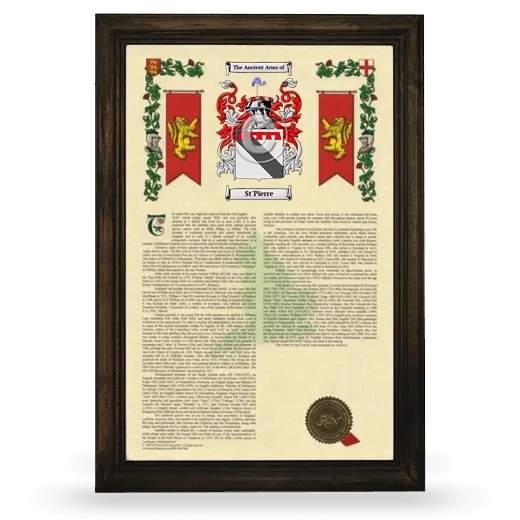 St'Pierre Armorial History Framed - Brown