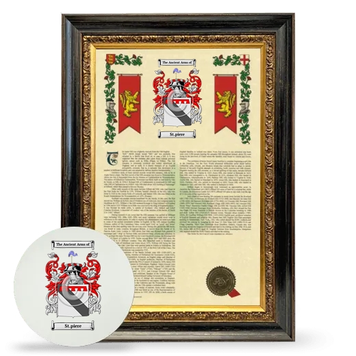 St.piere Framed Armorial History and Mouse Pad - Heirloom