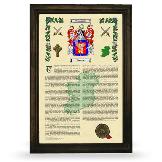 Strasse Armorial History Framed - Brown