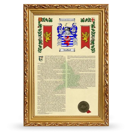 Straffard Armorial History Framed - Gold