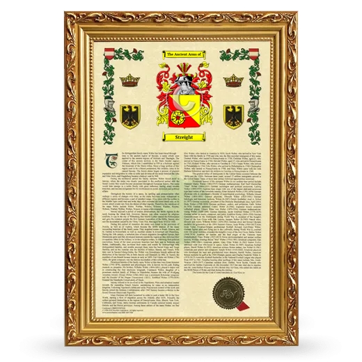 Streight Armorial History Framed - Gold