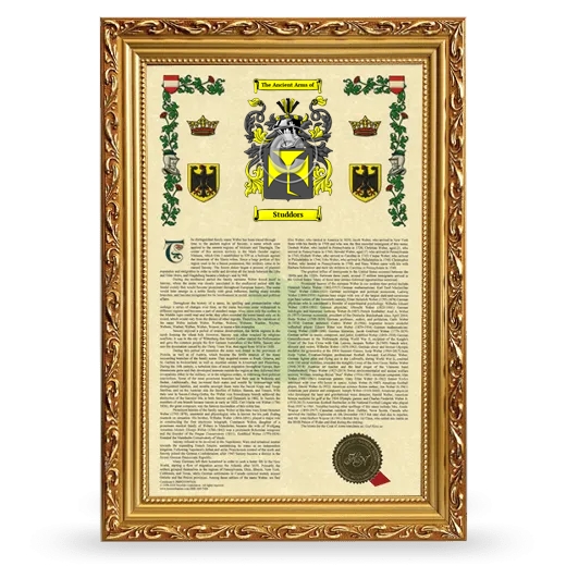 Studdors Armorial History Framed - Gold