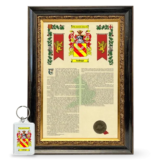 Sudleigh Framed Armorial History and Keychain - Heirloom