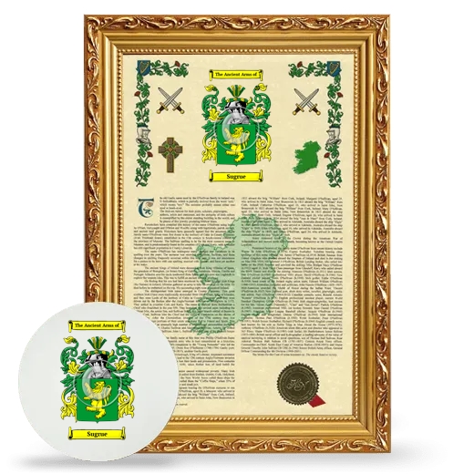 Sugrue Framed Armorial History and Mouse Pad - Gold