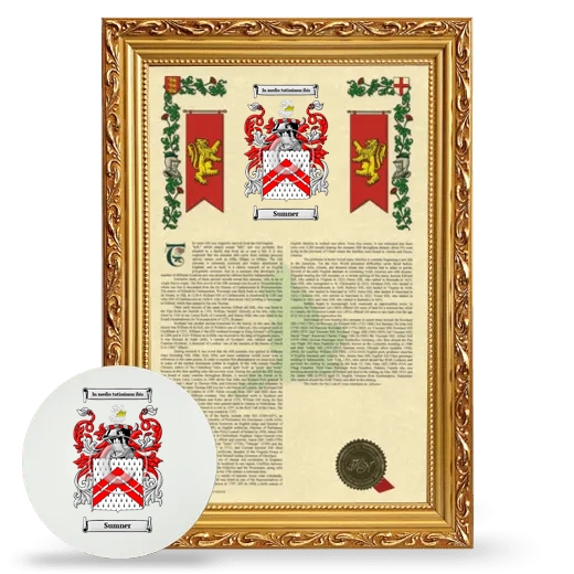 Sumner Framed Armorial History and Mouse Pad - Gold