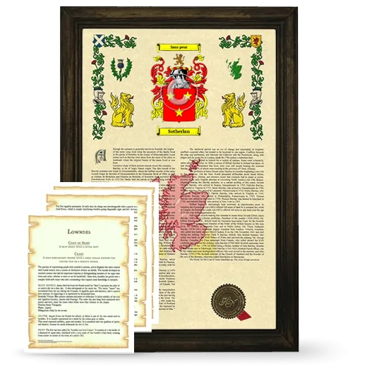 Sotherlan Framed Armorial History and Symbolism - Brown