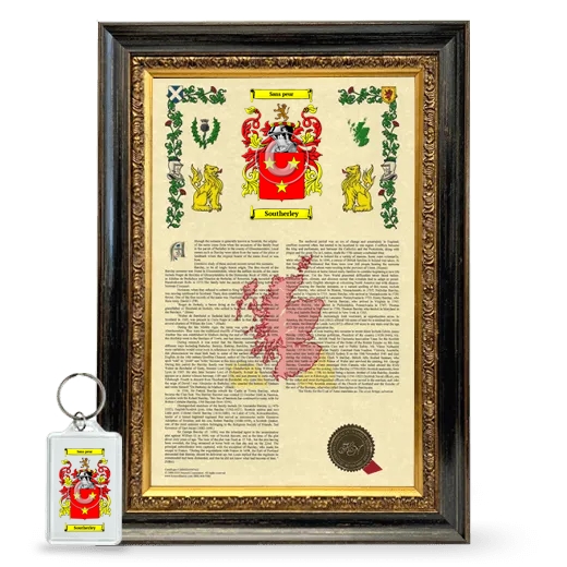 Southerley Framed Armorial History and Keychain - Heirloom