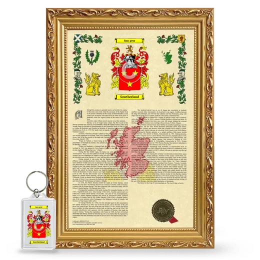 Sowtherland Framed Armorial History and Keychain - Gold