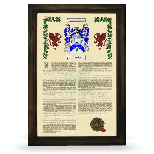 Tomalin Armorial History Framed - Brown