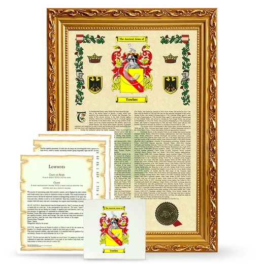 Towber Framed Armorial, Symbolism and Large Tile - Gold