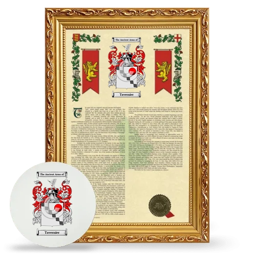 Tavernier Framed Armorial History and Mouse Pad - Gold