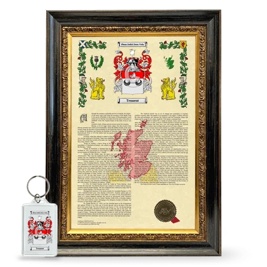 Tennent Framed Armorial History and Keychain - Heirloom