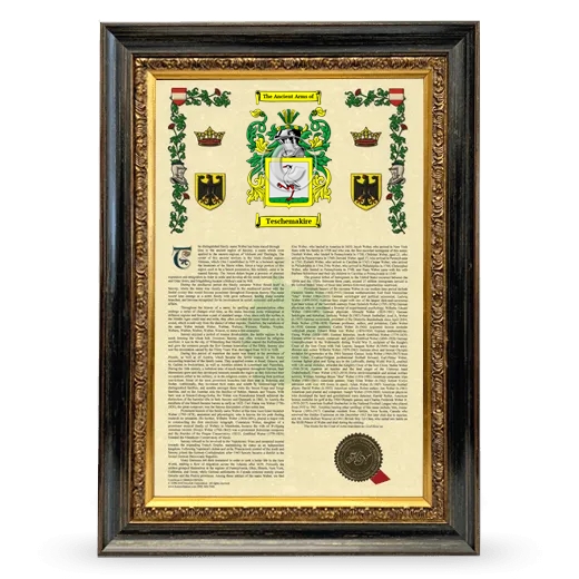 Teschemakire Armorial History Framed - Heirloom