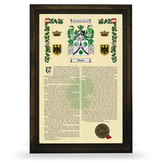 Thaers Armorial History Framed - Brown