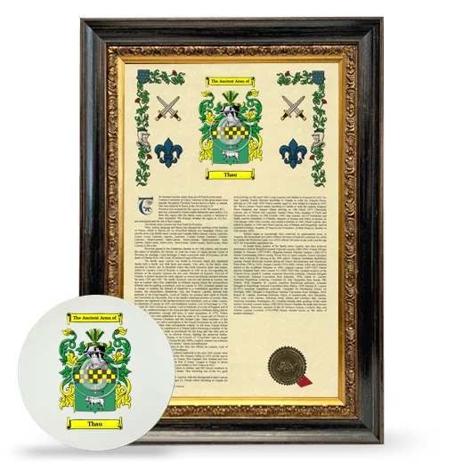 Thau Framed Armorial History and Mouse Pad - Heirloom