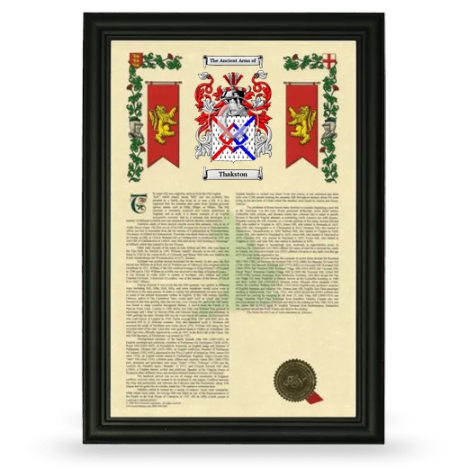 Thakston Armorial History Framed - Black