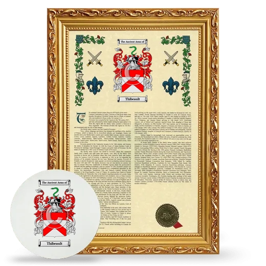 Thibeault Framed Armorial History and Mouse Pad - Gold
