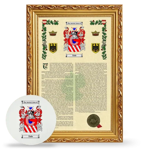 Tiele Framed Armorial History and Mouse Pad - Gold