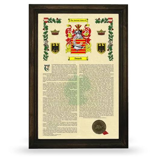 Demelt Armorial History Framed - Brown