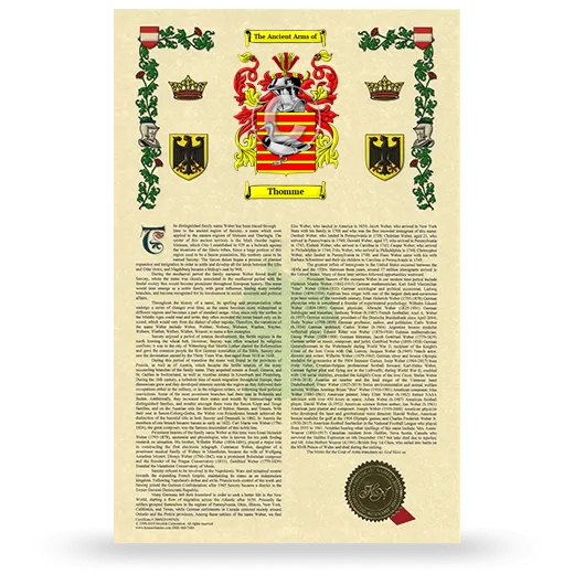 Thomme Armorial History with Coat of Arms