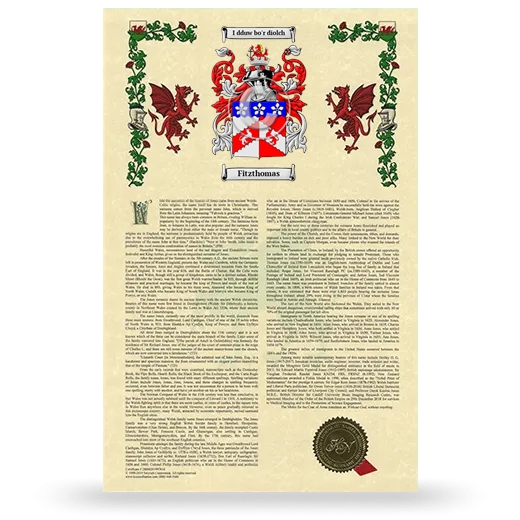 Fitzthomas Armorial History with Coat of Arms