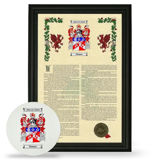 Thomas Framed Armorial History and Mouse Pad - Black