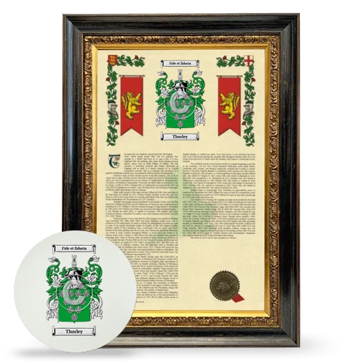 Thurley Framed Armorial History and Mouse Pad - Heirloom