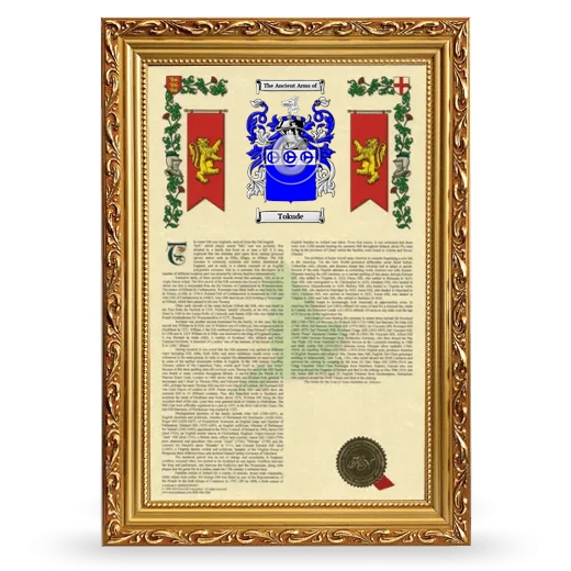 Tokude Armorial History Framed - Gold