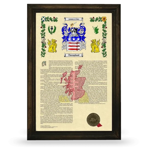 Threapland Armorial History Framed - Brown