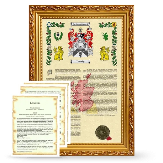 Thursby Framed Armorial History and Symbolism - Gold
