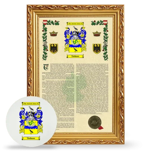 Tiedman Framed Armorial History and Mouse Pad - Gold