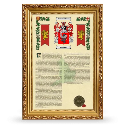 Temperly Armorial History Framed - Gold