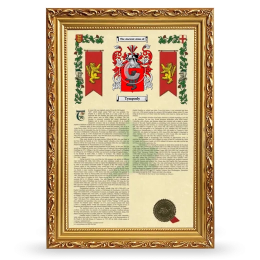 Tymporly Armorial History Framed - Gold