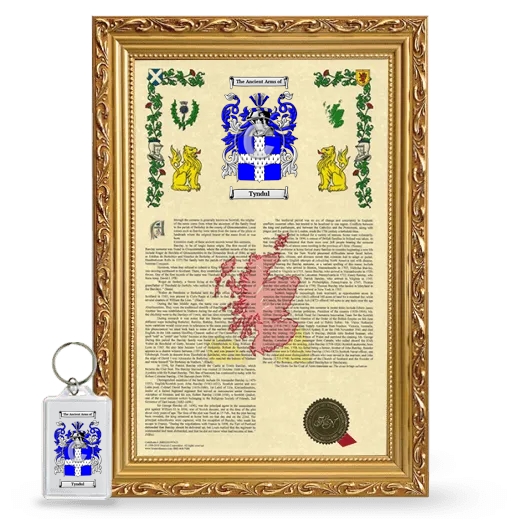 Tyndul Framed Armorial History and Keychain - Gold