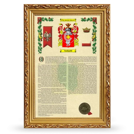 Szalapski Armorial History Framed - Gold