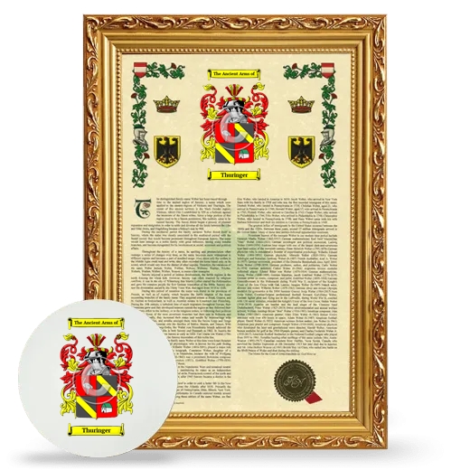 Thuringer Framed Armorial History and Mouse Pad - Gold