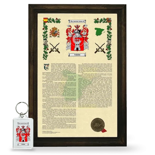 Toledo Framed Armorial History and Keychain - Brown