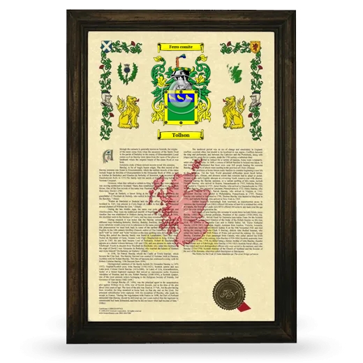 Tollson Armorial History Framed - Brown