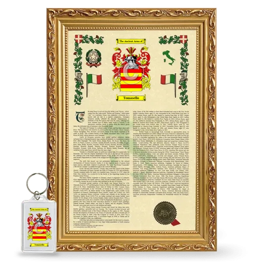 Tomasello Framed Armorial History and Keychain - Gold