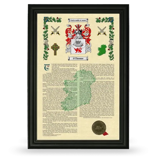 O'Thoome Armorial History Framed - Black